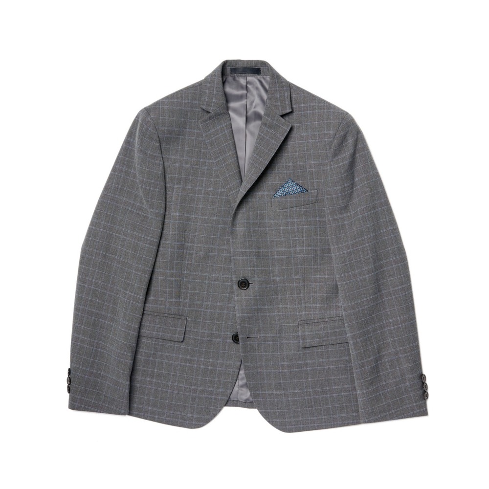 Lauren Ralph Lauren Boys Husky Plaid Classic Sport Blazer Coat Gray - Size 14H